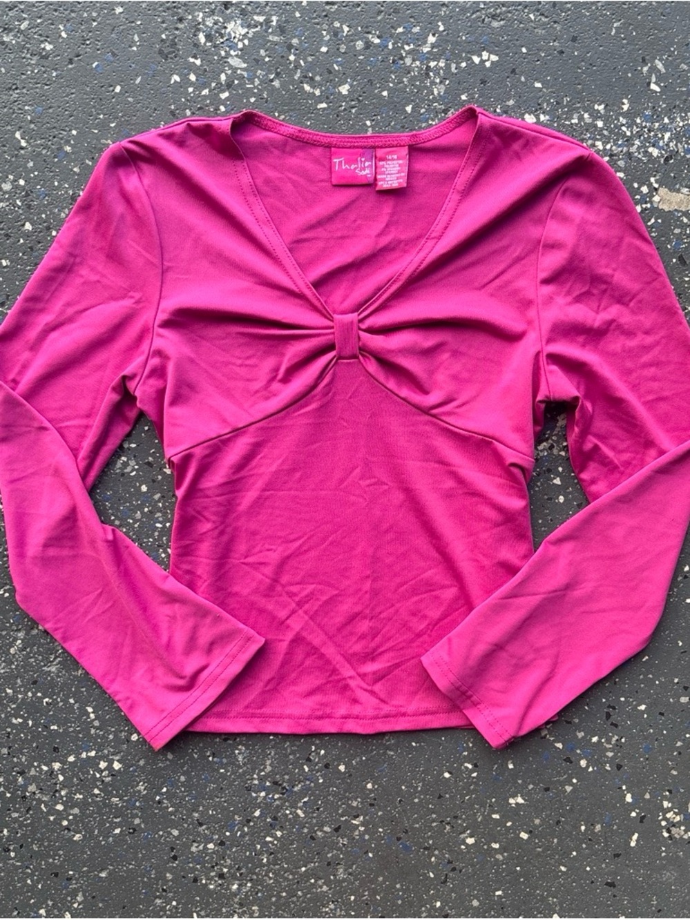 Thalia Sodi Fuchsia Long-Sleeve Twist Front Top